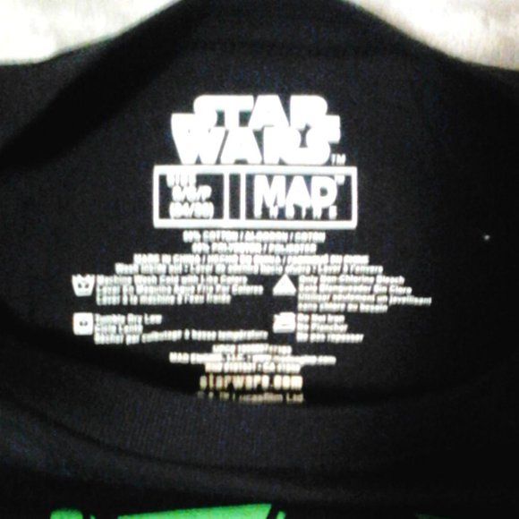 Star Wars black T-shirt size Small 34/36 DON'T PUSH YOUR LUCK Darth Vadar - Picture 4 of 5